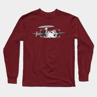 E-2 Hawkeye Early Warning AEW Military Aircraft Cartoon Illustration Long Sleeve T-Shirt